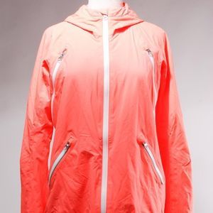 Lululemon Athletica Fluorescent Orange Pleated Hooded Zip-Front Jacket
